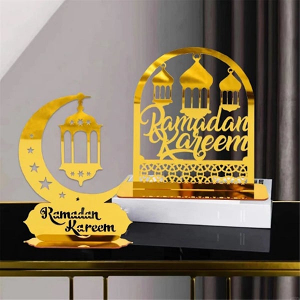 Ramadan Kareem Akryylikoristeet Kulta Kuu Tähti Lyhty Eid Mubarak Koristeet C