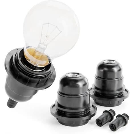 E27 Sort - 250V 60W - Plastik Skruefatning - Til Sengelampe