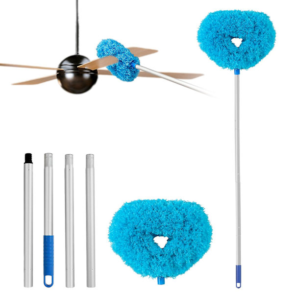 Loftventilatorrenser Mikrofiber Duster Genanvendelig Loftventilatorbladrenser Aftagelig Duster med Forlængelsesstang Justerbar til Rengøring af Vægge Bogreoler