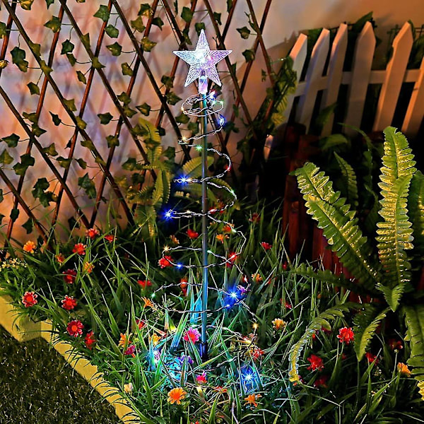 Juletre Lys Garland, utendørs Solar Juledekorasjon Gran, Spiral Juletre, utendørs Solar Lys Hage Led Lys Tre