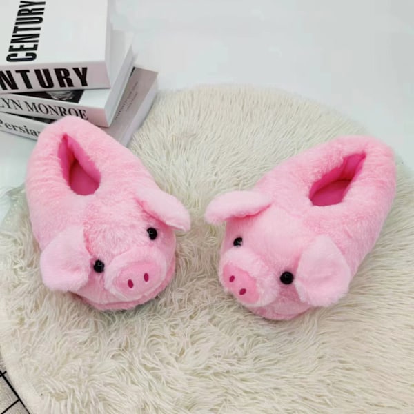 Damtofflor Söta Gristofflor Tecknade Tofflor Djurtofflor Varma Tofflor Storlek 36-44 samma Rosa A