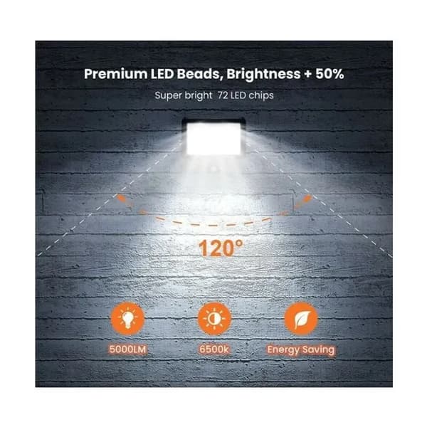 LED-strålkastare - LARGEIGHT - 50W - Rörelsedetektor - IP66 - 5000LM - Utomhus