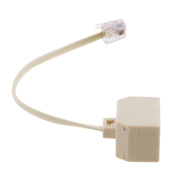 RJ11 Splitter 1 till 2 Fe Adapter Delare Telefon 6P4C Beige