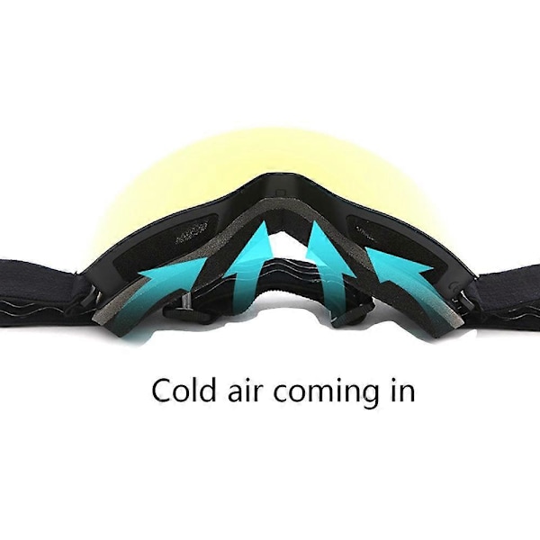 Skibriller cylindriska anti-immande snöglasögon anti-UV skibriller för kvinnor och män