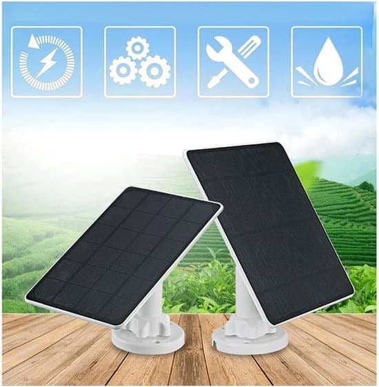 2-pack solar panel for camera, 5W camera solar panel compatible with Spotlight Cam Battery/Stick Up Cam Battery, IP65 waterproof, 3m cable, 360°