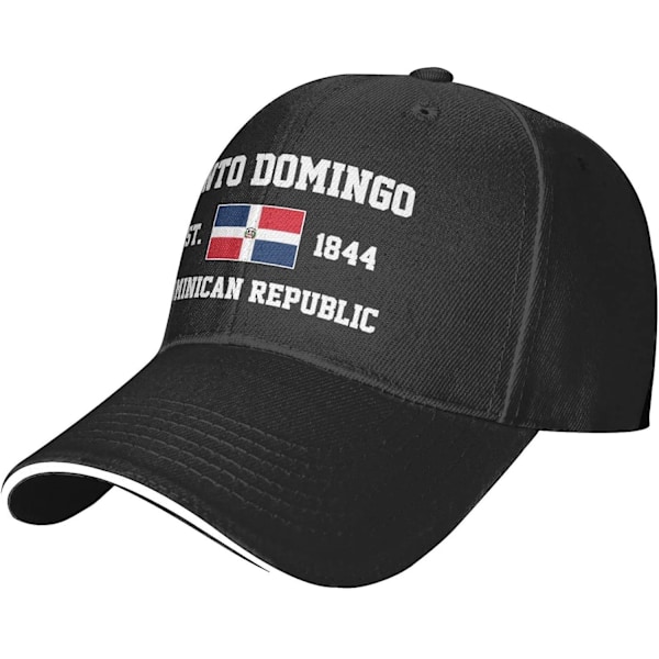 Dominikanska republiken Est.1844 Santo Domingo Mesh Baseball Cap Andningsbar Justerbar Sportmössa Sommarmössa Unisex för män och kvinnor Svart bp-4586