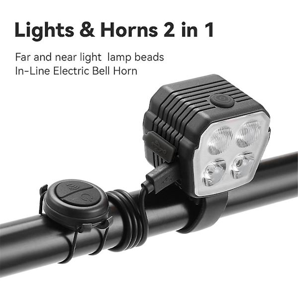 120dB Pyörän Torvivalo Pyörän Etuvalo 2 in 1 Pyörän Etuvalo 4LED Ulkokäyttöön Maastopyörään