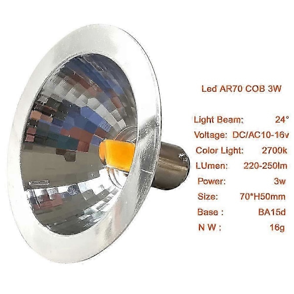 2X LED Ar70 Reflectorlampa 3W 12V BA15D 2700K Spotljus 25W Halogen p20241126203