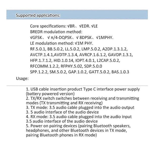 2 i 1 Bluetooth 5.4 Mottaker Sender Aux Bluetooth Biladapter Trådløs Lydsender for TV-høyttalere