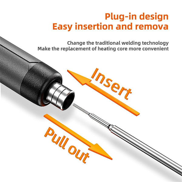 USB-laddningsbar bärbar lödkolv, 3 hastighetsinställbar temperatur USB-elektrisk lödkolv Mini lödkolv-kit Grå