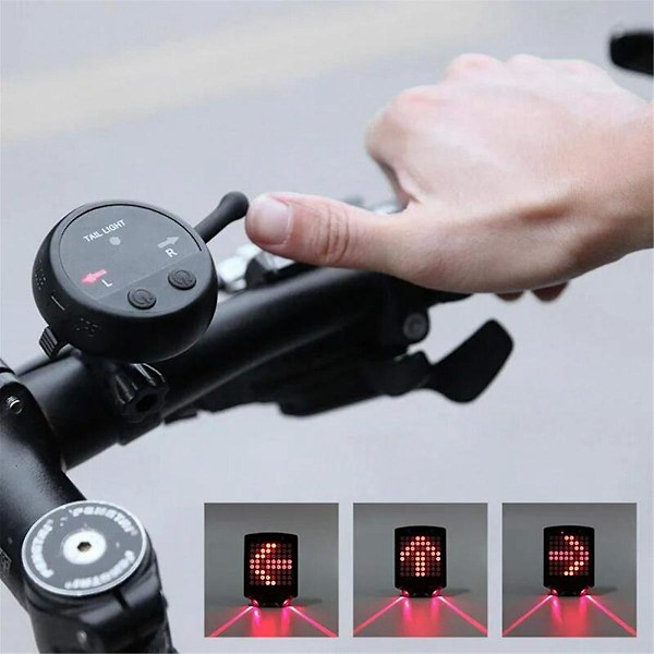 Cykel Advarselsbaglygte USB Genopladelig Smart Trådløs Fjernbetjening Blinklys Advarselsbremselys Cykeludstyr