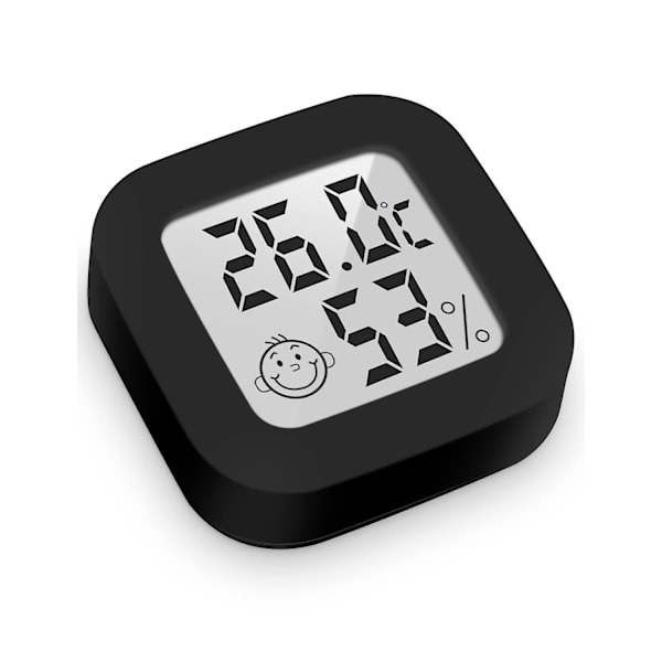 Mini Højpræcisions Digitalt Indendørs Hygrometer Termometer, (4.4cm*4.4cm, Sort, 1 Styk)
