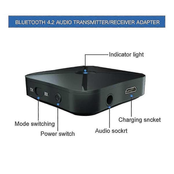2-i-1 Bluetooth Sender Mottaker Trådløs Adapter TV Stereo Lyd