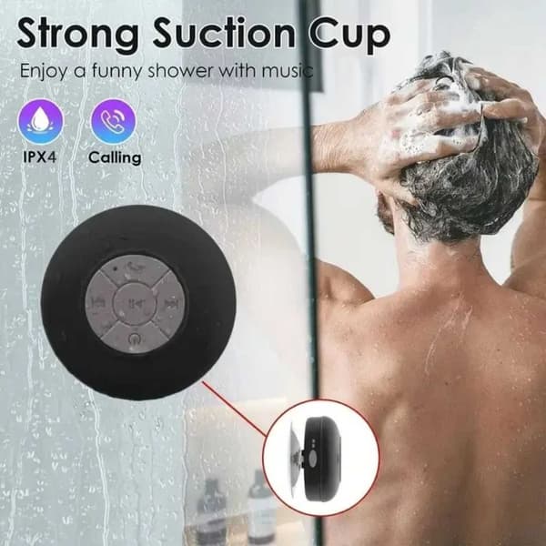 Waterproof Shower Speaker - Bluetooth Speaker with Suction Cup Black