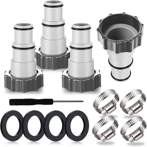 Pooladaptere - 4-delt sæt A, til Intex-pools - 32-38 mm poolslangeadaptere A - Pumpeforbindelsessæt, slangeadapter, poolslangeadapter