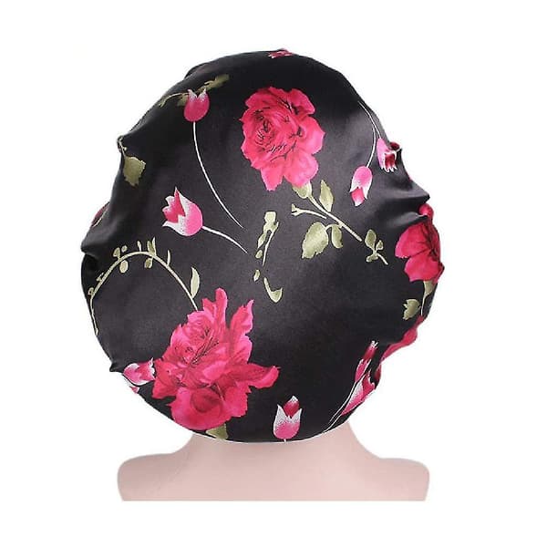 Satin Bonnet Dubbellagers Sömnmössa Tryck Bonnet Bred Elastisk