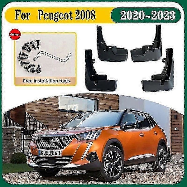 Stänkskydd för Peugeot 2008 Tillbehör 2020~2023 2022, Stänkskärmar Bil Stänkskydd Fram Bak Anti-stänk Skärmtillbehör P20250110550