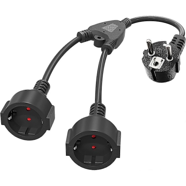 Kaksoispistorasia, Monipistorasia 2-osainen joustavalla kaapelilla, 16 A / 250 V / Max 3680 W, Saksalainen muunninpistorasia keittiöön, toimistoon, kotiin, B