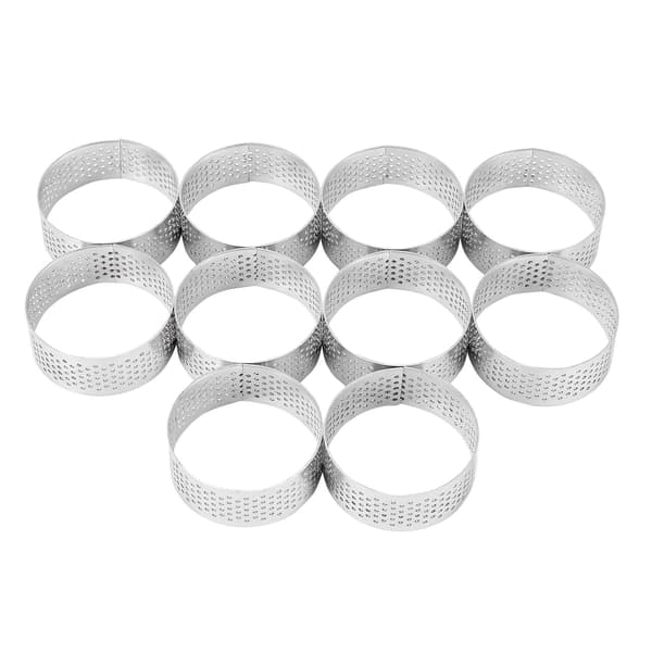 10 Pakker 5Cm Rustfrit Stål Tærteforme, Varmebestandige Perforerede Kage Mousseforme, Runde Forme Bage