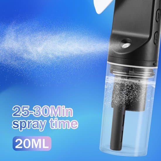 Handheld Fan with Water Mini Rechargeable Small 4-Speed Spray Black
