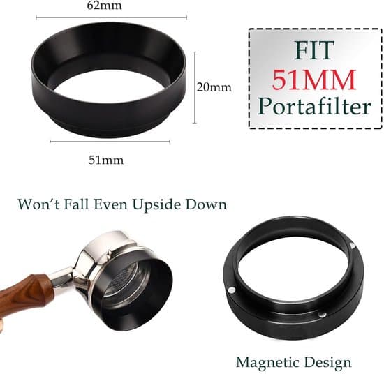 - 51mm Dosing Ring, Magnetic Coffee Funnel, Suitable for Espresso, Compatible with 51mm Drippers, Coffee Machine Accessory, Black.