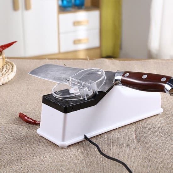 USB Rechargeable Electric Knife Sharpener with 3 Grinding Discs & Safety Guard