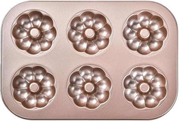 6-hullers doughnutbageform, kageform i kulstofstål, non-stick muffins DIY tegneserieform, doughnutbageform, 2-pak