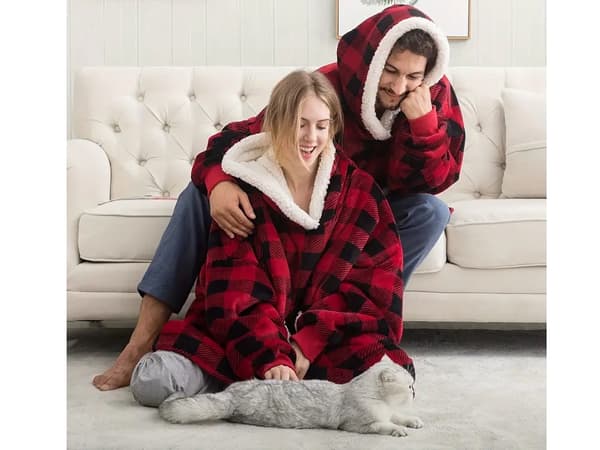Fleece hettegenser XXL - Varm oversized fleece med hette