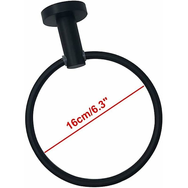 Pyyhekuivausteline, pyyherengas, matta musta, seinäkiinnitys, pyöreä, ruostumaton teräs, pyyherengaspidike kylpyhuoneeseen, keittiöön