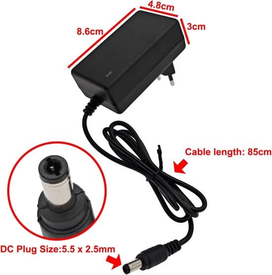 25.2V 1A Litiumbatteriladeradapter for Li-ion med indikatorlampe