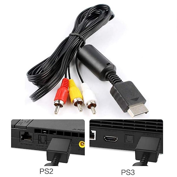 RCA AV-ääni- ja videokaapeli TV:lle Playstation PS1 PS2 PS3 1,8 m adapteri