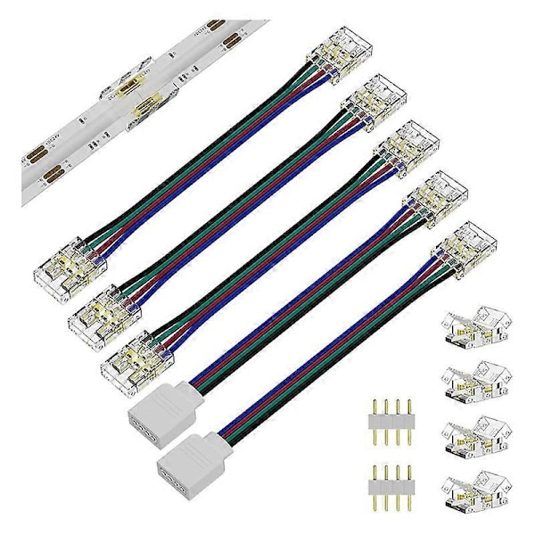 10 mm koblinger for COB RGB LED-striper 4-pin, dobbelt endeforlengelseskoblinger til 4-pinsplugg 5.