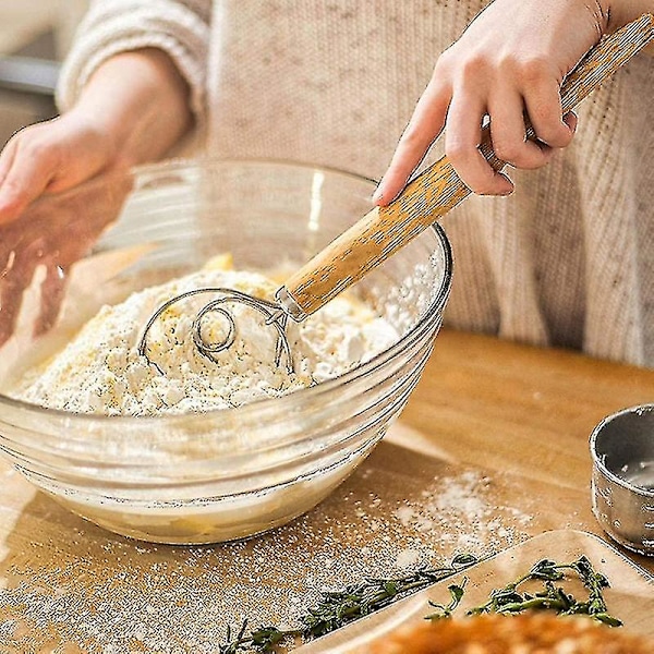 Dansk Dejgpisker Brødblander, 3 stk. Rustfrit Stål Hollandske Piskere til Kage Dessert Brød Pizza Pastr