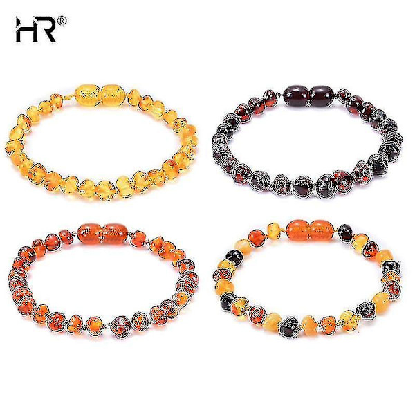 5 färger Naturligt bärnstenshalsband Baltiskt bärnstensstein Baby Bärnstensarmband Present till Kvinnor Vuxen Halsband Smycken 15cm -Y