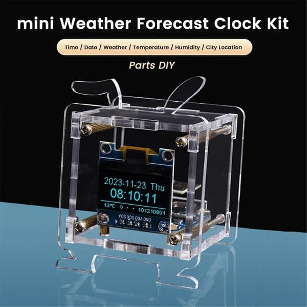 Mini Elektronisk Klocka DIY-Kit OLED 2.4G WIFI Tid Temperatur Luftfuktighet Datum Vecka Väderprognos I