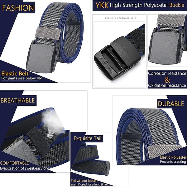 Elastiska bälten män kvinnor stretch canvas bälte hållbart plastspänne för arbete resor sport