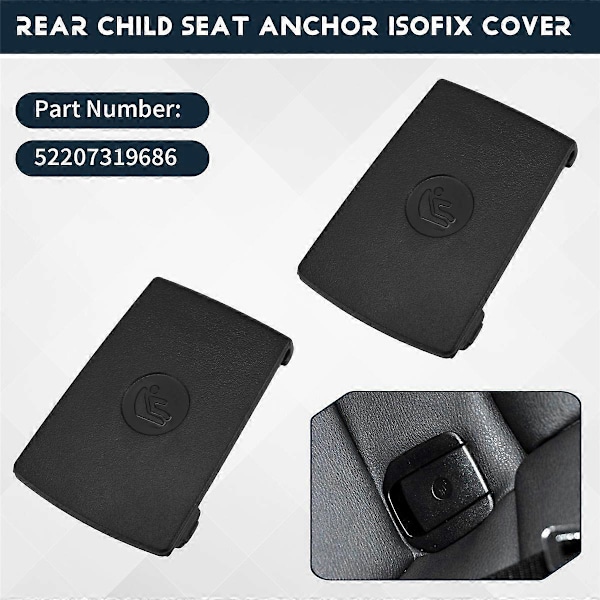 2X til - F20 F30 F31 E84 E87 3-serie Bagerste Børnesæde Anker ISOFIX Dæksel 52207319686