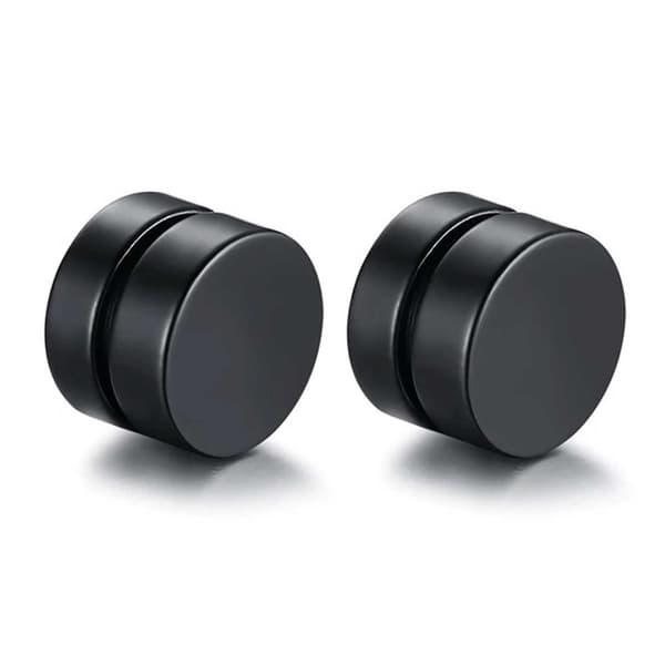 2-pack Black Magnetic Fake Piercing Ear Stretch Plug