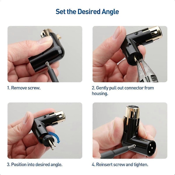 1 stk 3-pin XLR Vinkeladapter Justerbar Hann til Hunn Høyre Vinkel XLR Adapter XLR 90 Graders Adapter