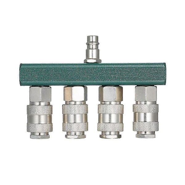 Luftkompressor Splitter med 4 Koblinger 1/4inch Npt Stik 1/4inch Npt Luftfitting Kobling 4-vejs Lige Luftmanifold