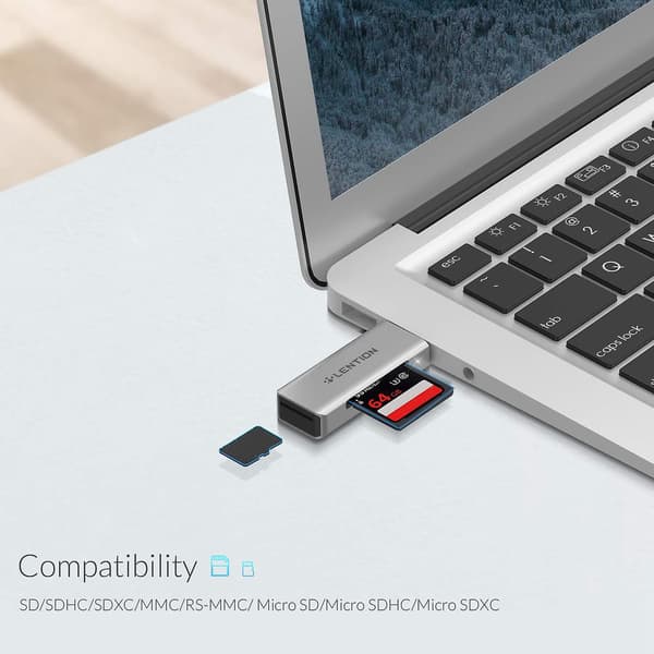 H7 Aluminium USB 3.0 Kortleser SD 3.0 Adapter for SD/SDXC/SDHC Micro-SD/Micro-SDXC/Micro-Kortleser