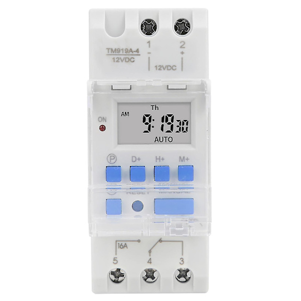 Veckotimerbrytare 12V DC 16A LCD-display med nedräkningsfunktion Utbytbart batteri