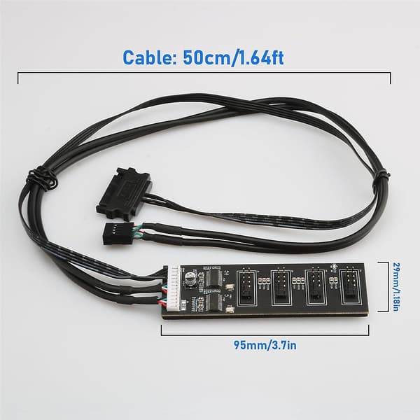 9-pin USB Header Splitter med SATA Strømkabel, Intern USB Hub Utvidelse USB 2.0 Splitter Kobling