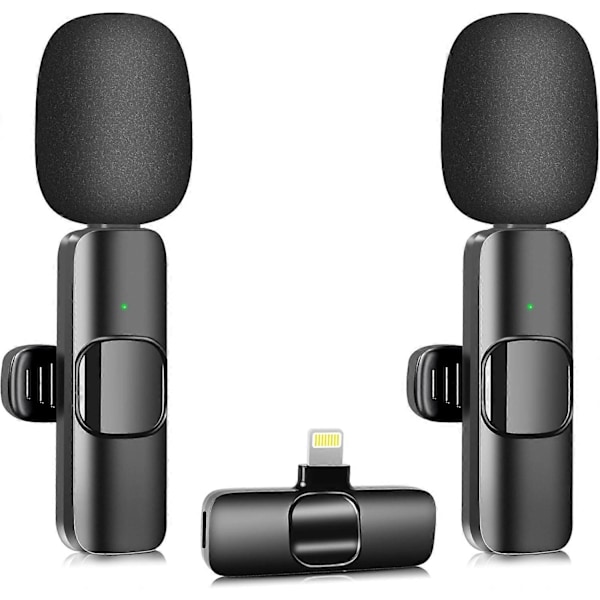 K9 Trådlös Lavalier Mikrofon 2 Mini Mikrofoner & Mottagare, Trådlös Mygga för Videoinspelning/Livestream/YouTube/Facebook/TikTok