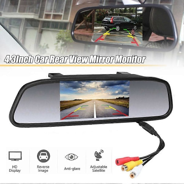 4,3-tums bil DVR Dash-kamera backspegelmonitor stöder 2-vägs videoinspelare Dash Cam LCD-skärm