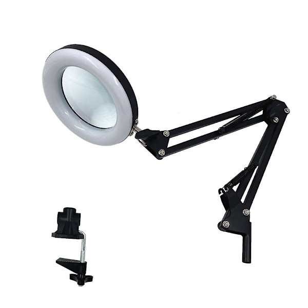 Sammenleggbart forstørrelsesglass for skrivebord med LED-lys, USB-forstørrelsesglass med base for lesing, reparasjon og sveising