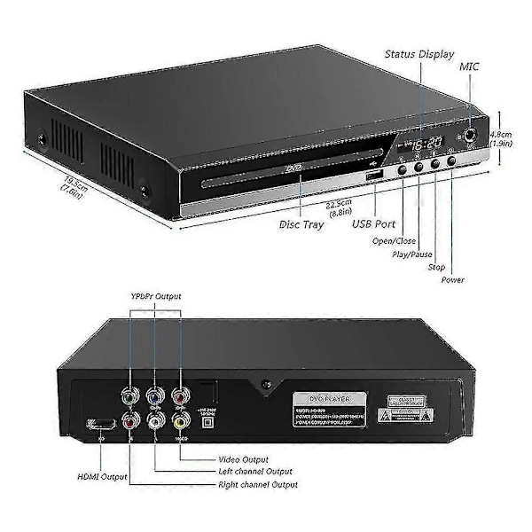DVD-spiller 1080p HD Hjemme DVD-spillerboks for TV Alle regioner Gratis DVD CD-diskspiller AV-utgang Evd Pla