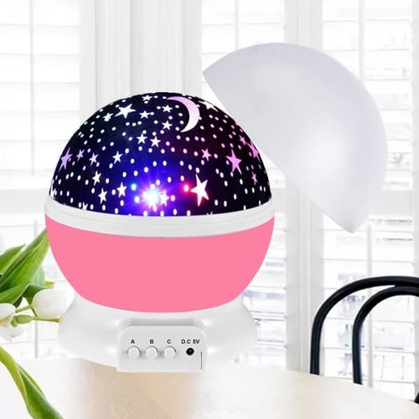 Nattlys - LED-projektorlys - Stjernehimmel - Rosa - USB oppladbar - Barn