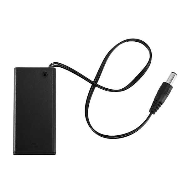 Batterihållare för 9V PP3-batteri med sladd, strömbrytare, lock och 2,1 mm-kontakt