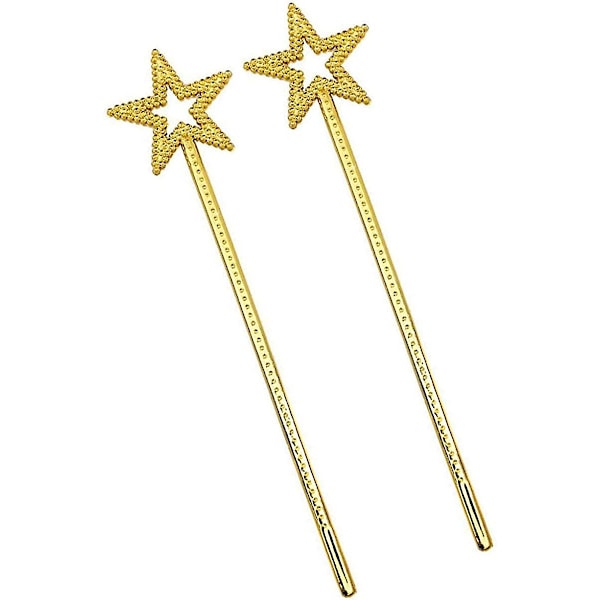 2-pack 34,5 cm stjärnstav kostym rekvisita stjärnstav ängel älva stav stav för födelsedagsfest halloween cosplay jul prinsessa cosplay, guld